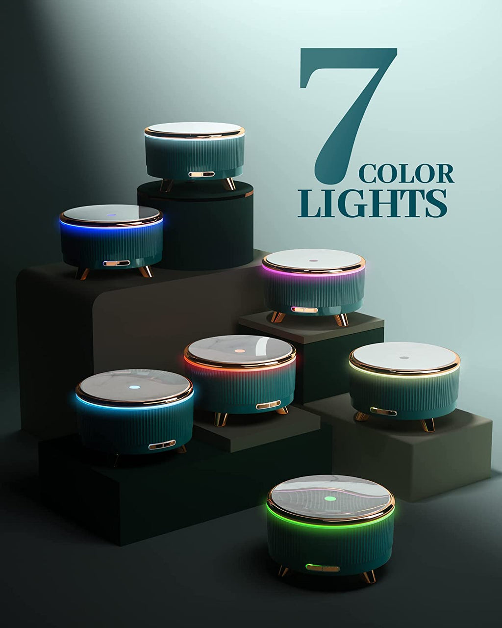 DC-THE CEO specialty wooden LED aromatherapy essential oil diffuser with natural wood finish and ambient lighting.