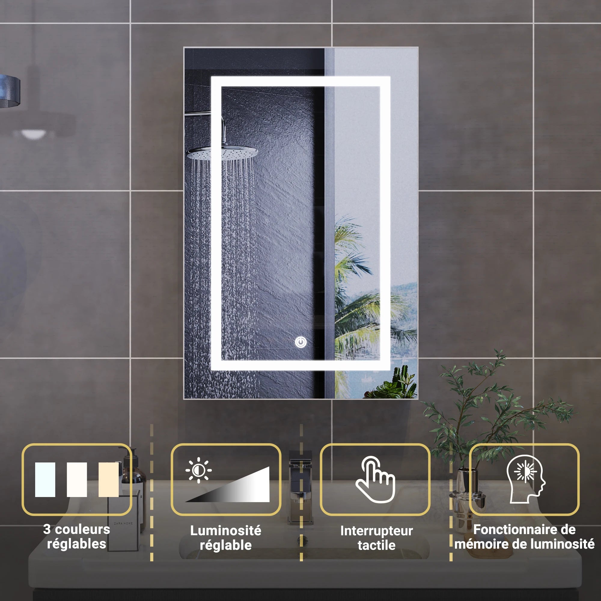 Wall Cabinet bathroom with mirror and led, mirror toilet cabinet with Led lighting 3 colors wall mirror toilet