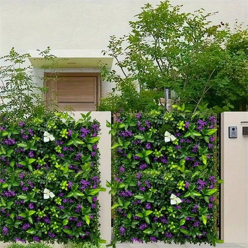1pc Hanging Plant Wall Panel Plastic Green Plants With Flowers For Indoor Outdoor Courtyard Cafes Home Offices Garden Decor
