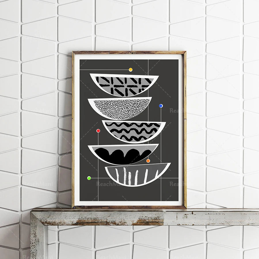 Wall Art Light Gray White Black Red Wall Decoration | Scandi Poster Gallery Wall Minimal Artwork