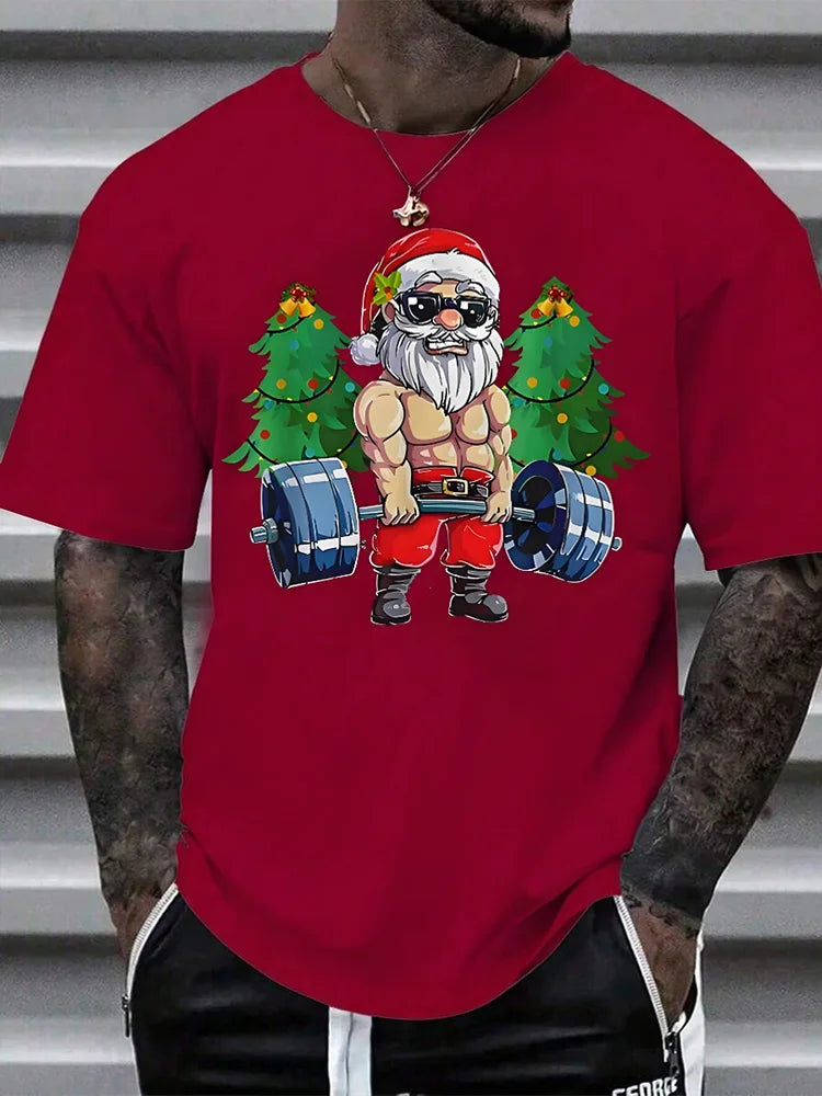 Panda Fitness Printed Men's T-shirt Fitness Sports Men's Short-sleeved Top Daily Running Exercise Men's Crew Neck T-shirt