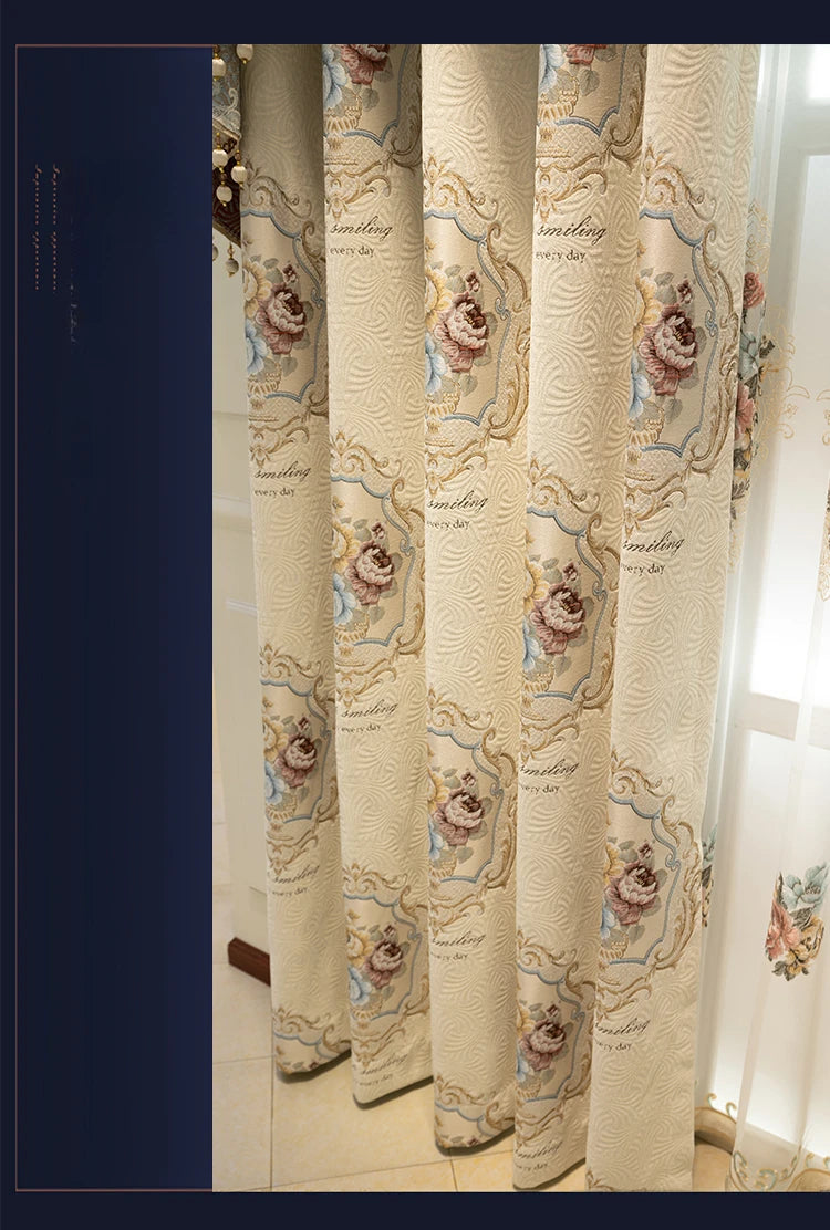 Luxury European Curtains for Living Room Bedroom Thicken Chenille High-end Villa Elegant Jacquard Decor Custom Valance Tulle