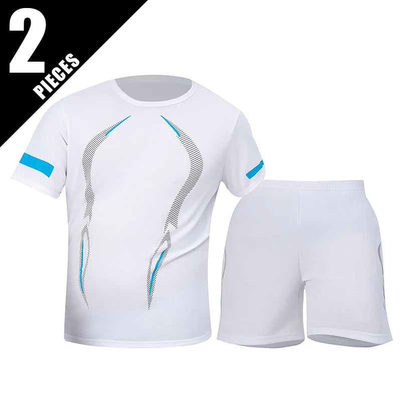 2/4/6 Pcs Plus Size Men's Quick-drying Short-sleeved Shorts Suit Men's Leisure Sports Running Fitness T-shirt Joker Shorts Teen