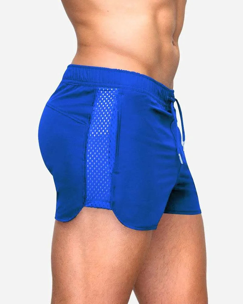 LOY Men's marathon running shorts in lightweight athletic fabric with breathable design for comfortable running.