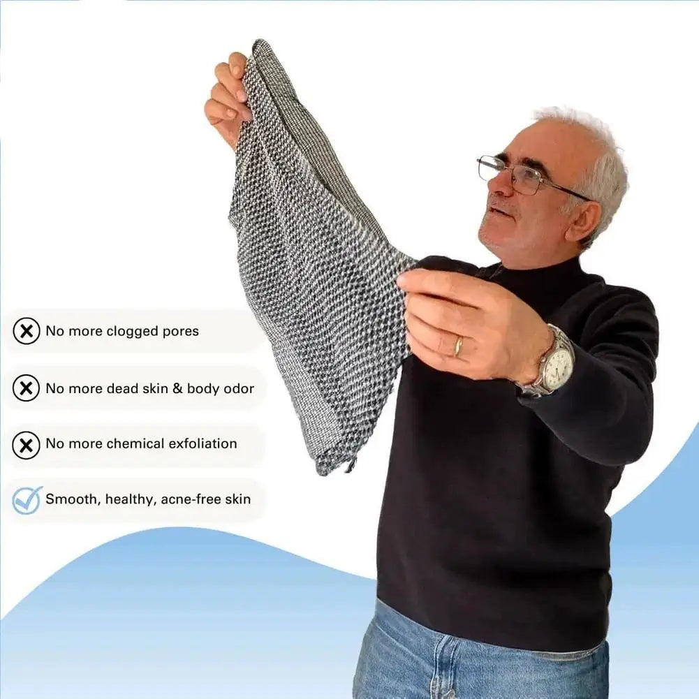 LOY Home Decor & Clothing Wear exfoliating bath shower towel for deep cleansing skin care, showing textured surface for exfoliation.