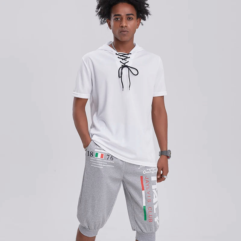 LOY Men's summer shorts with drawstring and relaxed elastic fit, lightweight casual shorts for warm weather.