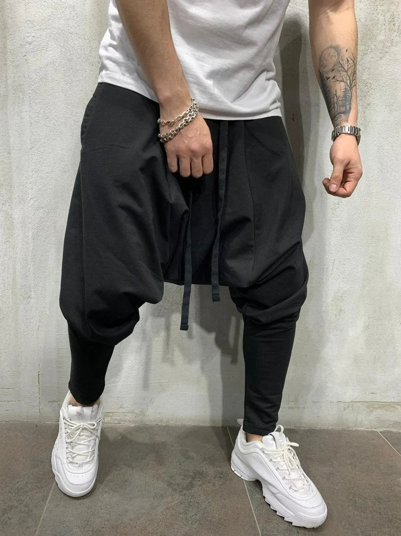 Mens Clothing 2025 Men's New Hip-hop Trend Trousers European American Loose Solid Color Feet Street Sports Casual Harem Pants
