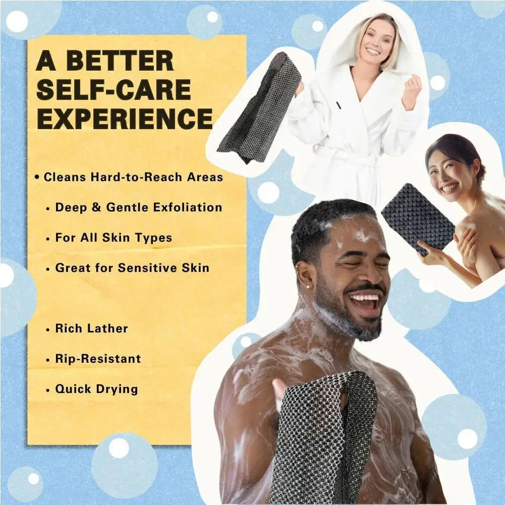 LOY Home Decor exfoliating bath towel for deep cleansing, showing textured surface for effective skin exfoliation.