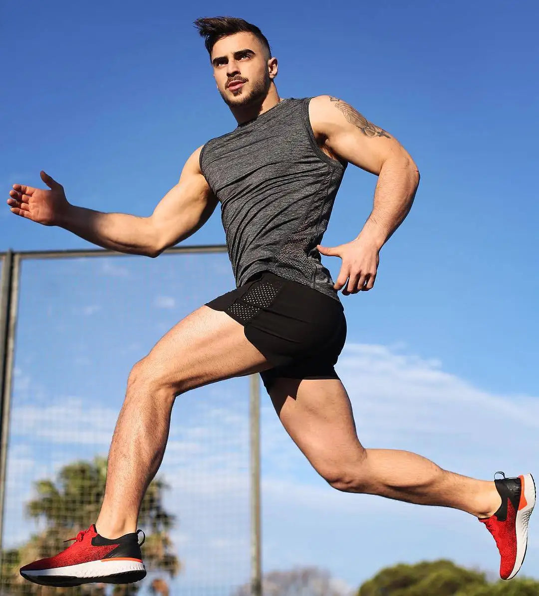 LOY Men's marathon running shorts in lightweight athletic fabric, designed for comfort and performance during exercise.