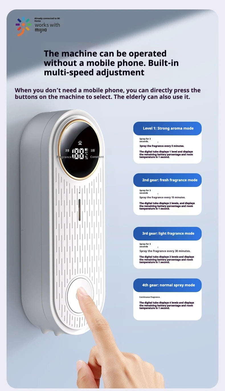 LOY Smart App-Controlled Aromatherapy Machine for intelligent scenting, with sleek design and digital interface for home fragrance.