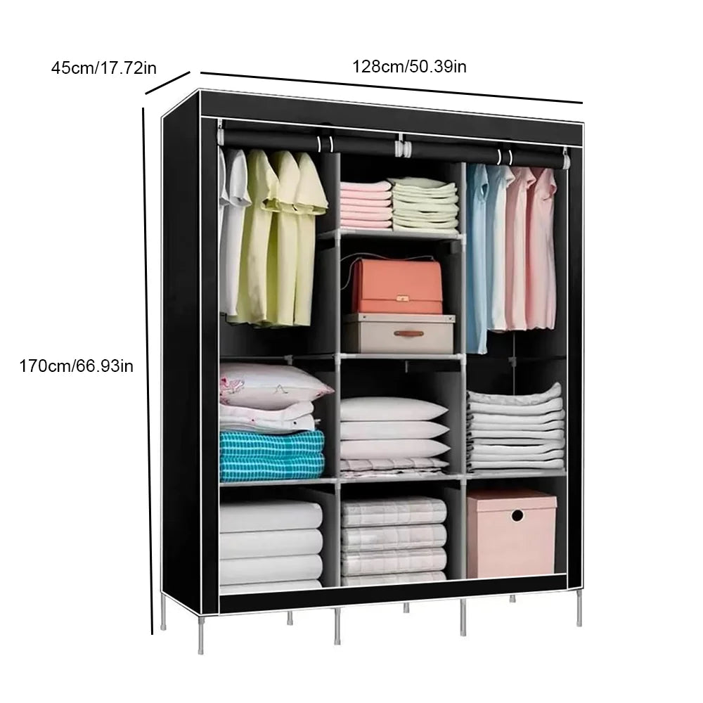 128X45X170cm Wardrobes Household Multi Layer Storage Wardrobe Dust Proof Foldable Clothing Hanger Bedroom Clothing Cabinet