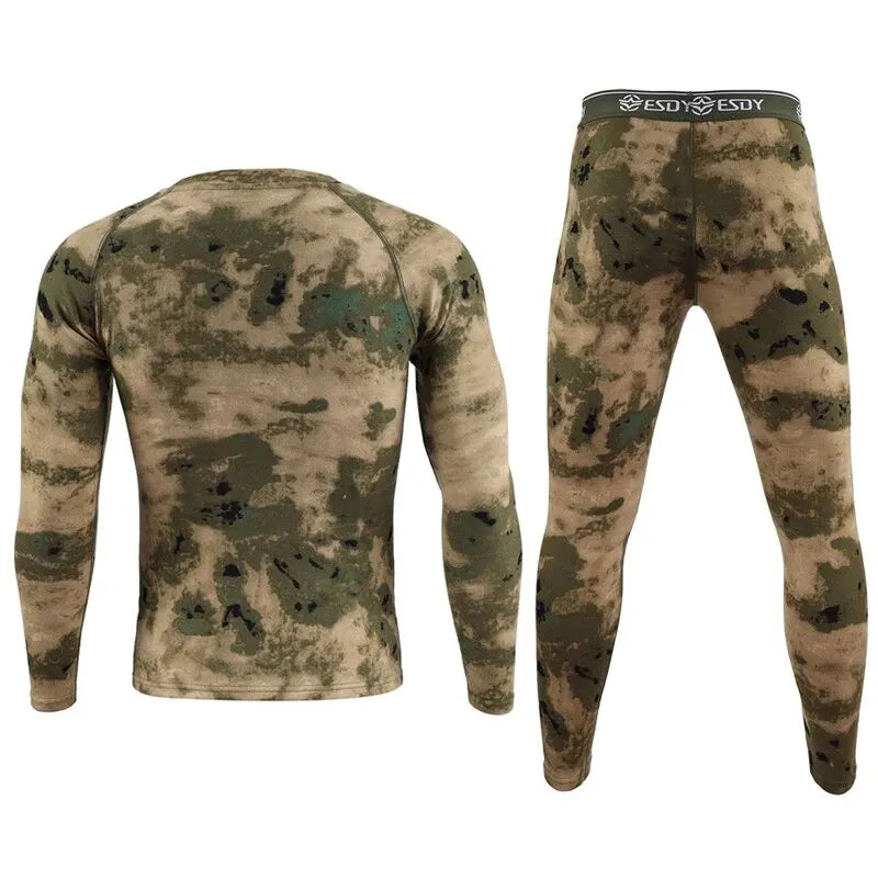 German Velvet Autumn/Winter Men's Warm Underwear Cycling and Mountaineering Set Fitness Running Tracksuits Quick Dry Clothes