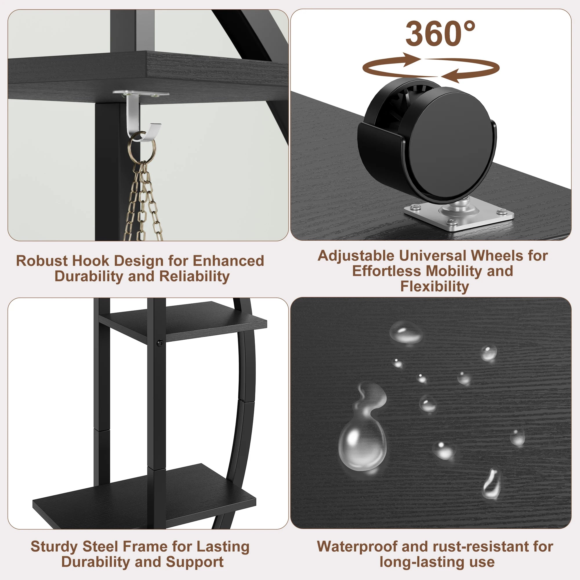 176cm,6-Tier Half Moon Plant Stand 176cm– Metal Plant Stand Indoor with Lockable Wheels–For Balcony,Living Room&Patio