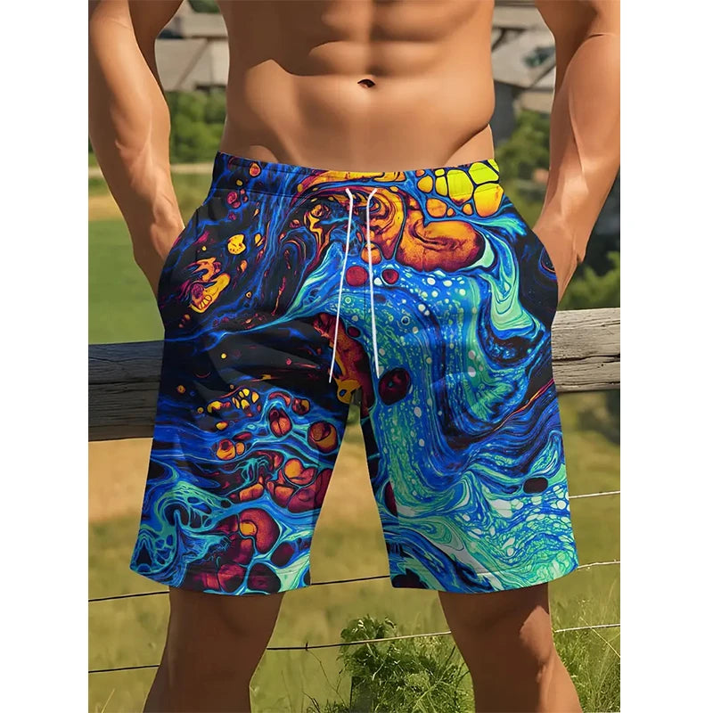Men's Swimming Shorts Puzzle 3d Stripe Surfing Board Short Beach Shorts Men Swim Trunks Masculina Sports Fitness Short Pants 6xl