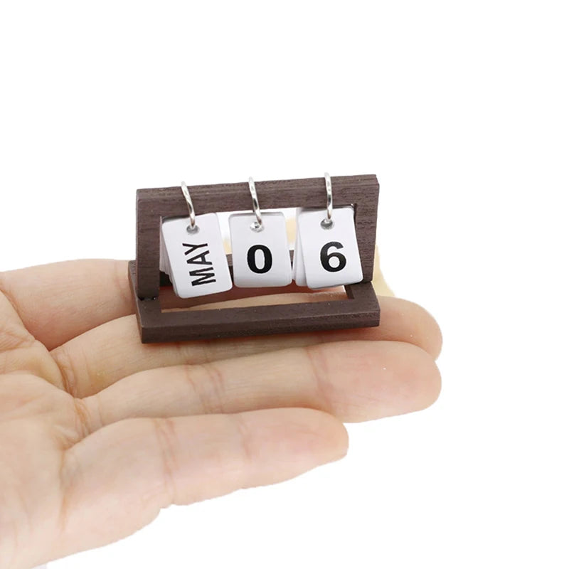 Miniature wooden desk calendar for dollhouse, detailed dollhouse accessory by LOY Home Decor & Clothing Wear.