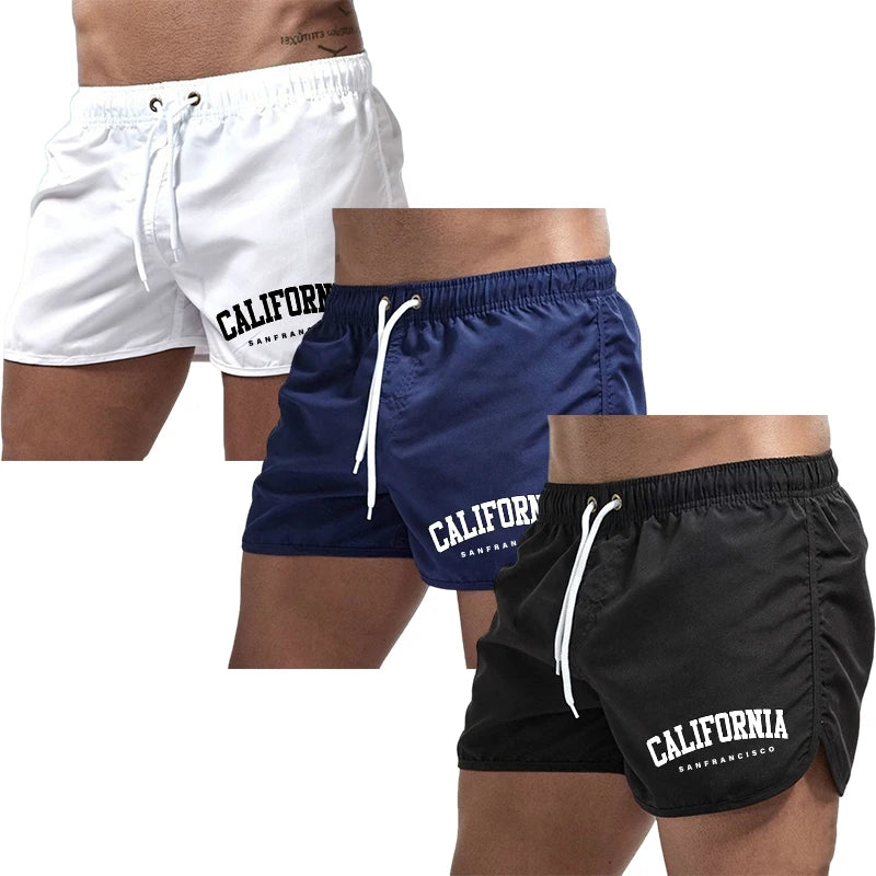 3 Pack Men's California Board Shorts High Quality Male Beach Casual Sports Shorts Summer Daily Cycling Running Fitness Shorts