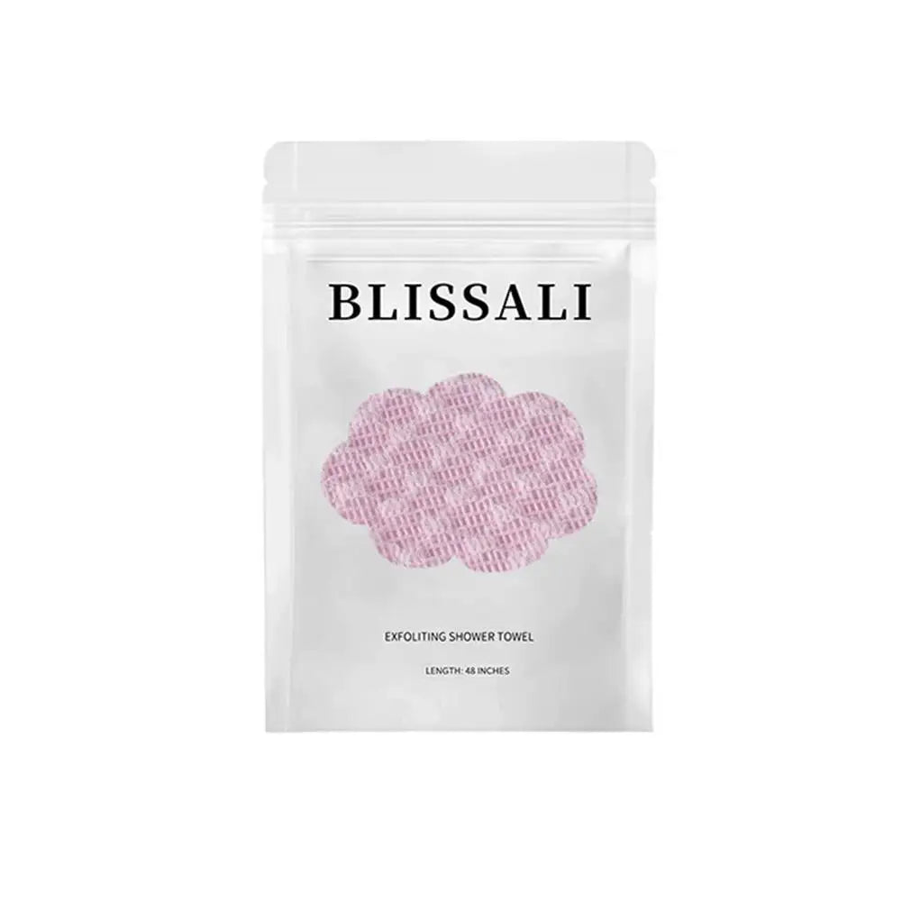 LOY Home Decor & Clothing Wear exfoliating bath shower towel for deep cleansing skin care, shown hanging with textured surface.