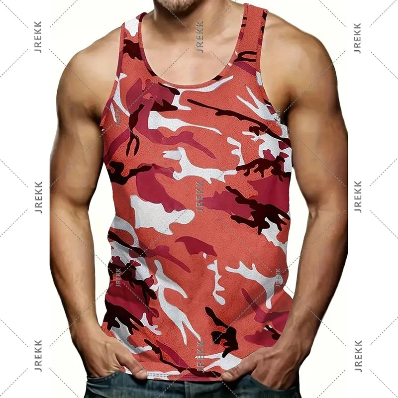Classic Camouflage Basketball Vest Men Clothing Print Casual Loose Sleeveless Tee Summer Fitness Gym Sport Man Summer Tank Top
