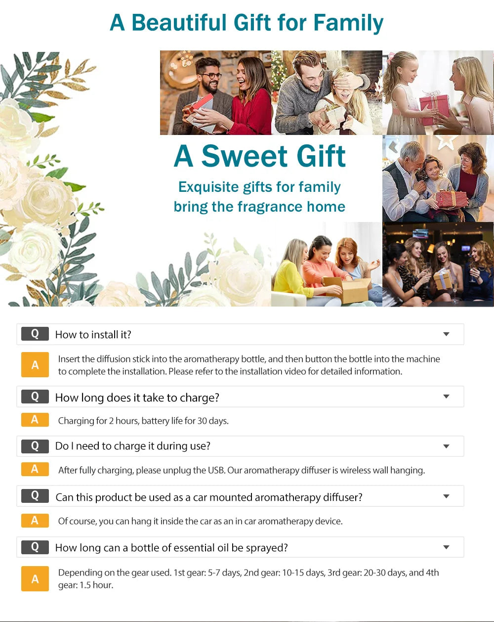 LOY Automatic Aromatherapy Diffuser for home fragrance, sleek white device with mist outlet and control buttons visible.