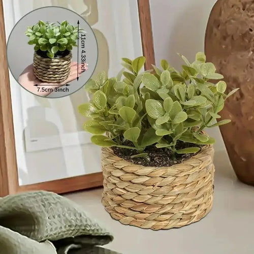 1Pc Potted Plant Small Fake Plants Indoor Home Decor Decorative Pot for Living Room Office Decoration Realistic Faux Greenery