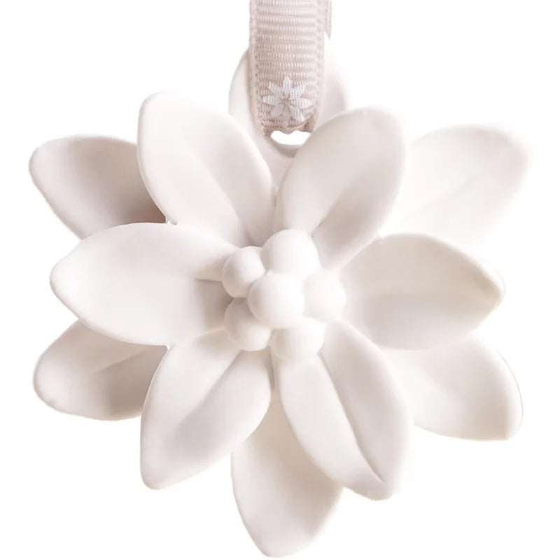 Aromeasy ceramic aromatherapy air freshener diffuser with a decorative ribbon, designed by LOY Home Decor & Clothing Wear.