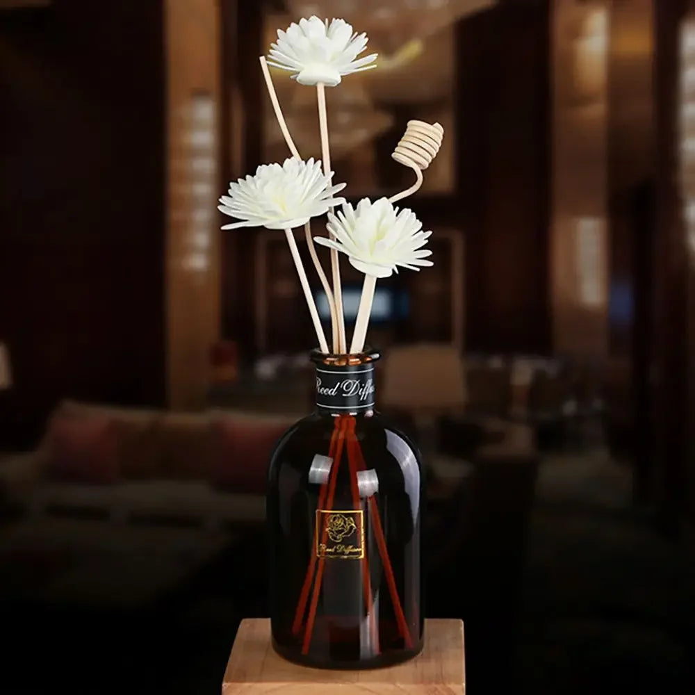 LOY Floral Aroma Oil Diffuser with decorative artificial flowers, showcasing a stylish and functional home scent diffuser.