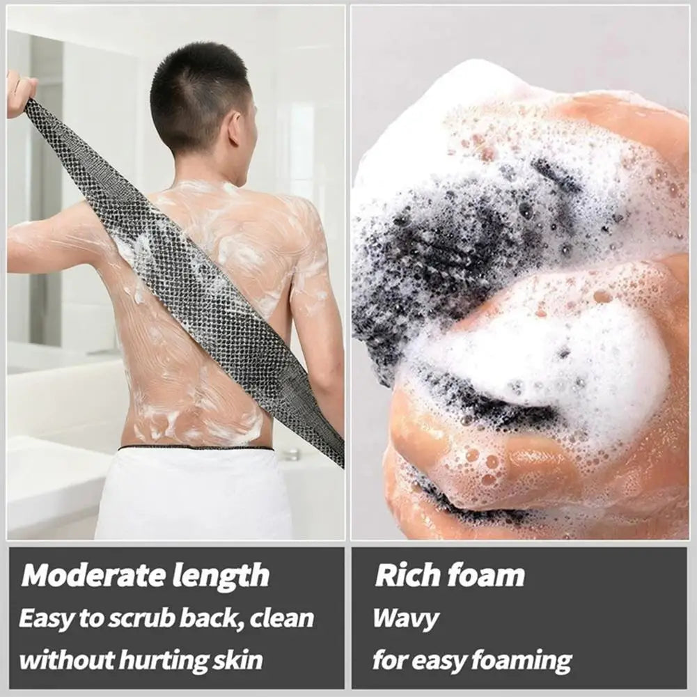 LOY Home Decor & Clothing Wear exfoliating bath shower towel with deep cleansing texture for skincare, shown in black.