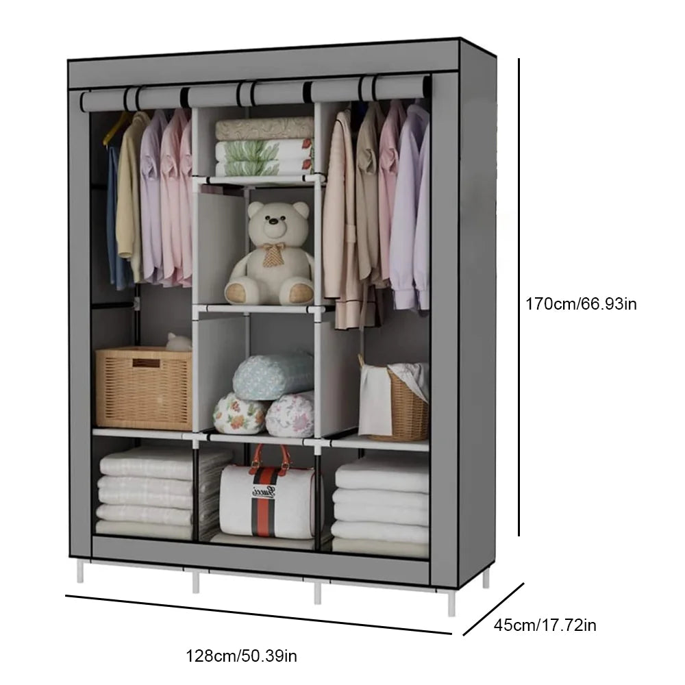 128X45X170cm Wardrobes Household Multi Layer Storage Wardrobe Dust Proof Foldable Clothing Hanger Bedroom Clothing Cabinet