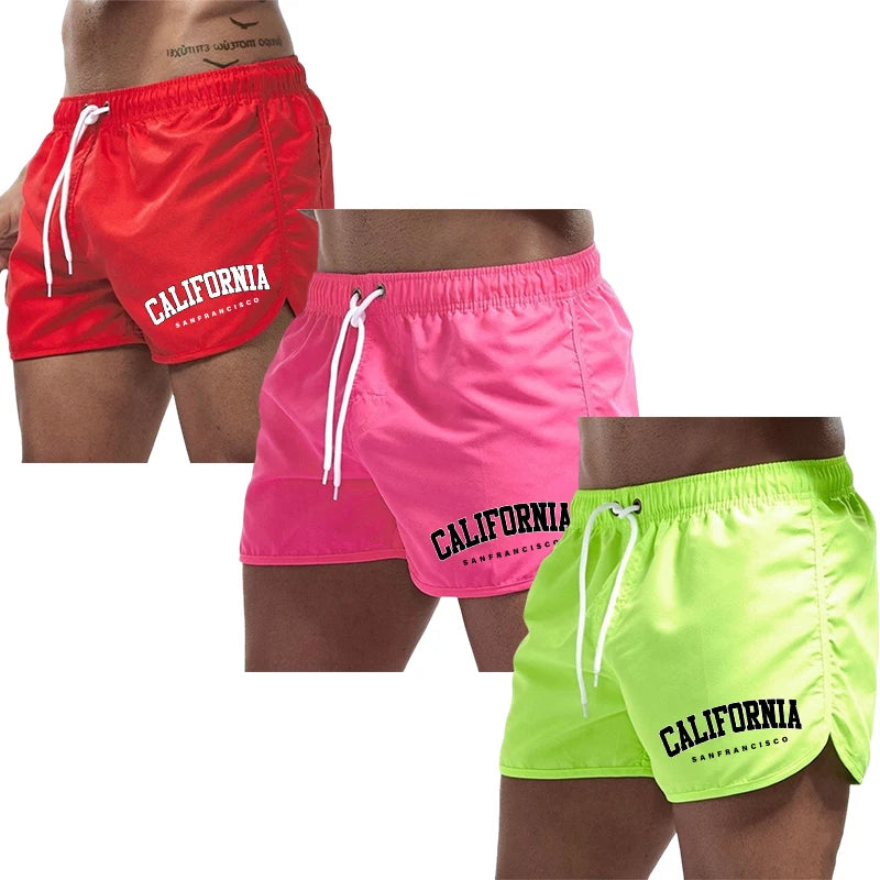 3 Pack Men's California Board Shorts High Quality Male Beach Casual Sports Shorts Summer Daily Cycling Running Fitness Shorts