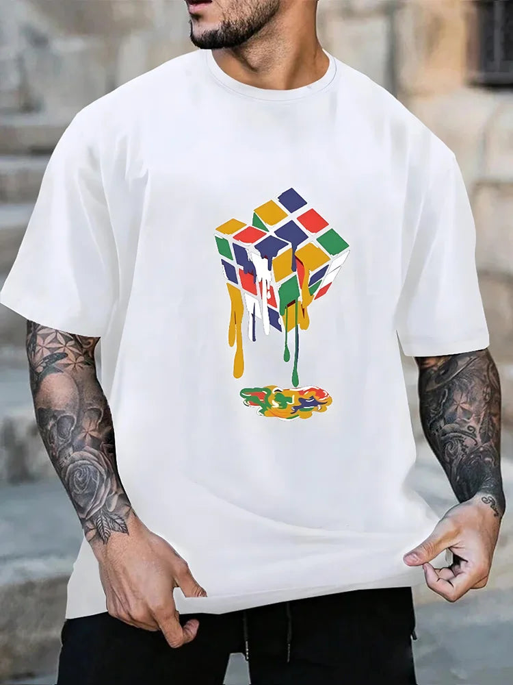 Panda Fitness Printed Men's T-shirt Fitness Sports Men's Short-sleeved Top Daily Running Exercise Men's Crew Neck T-shirt