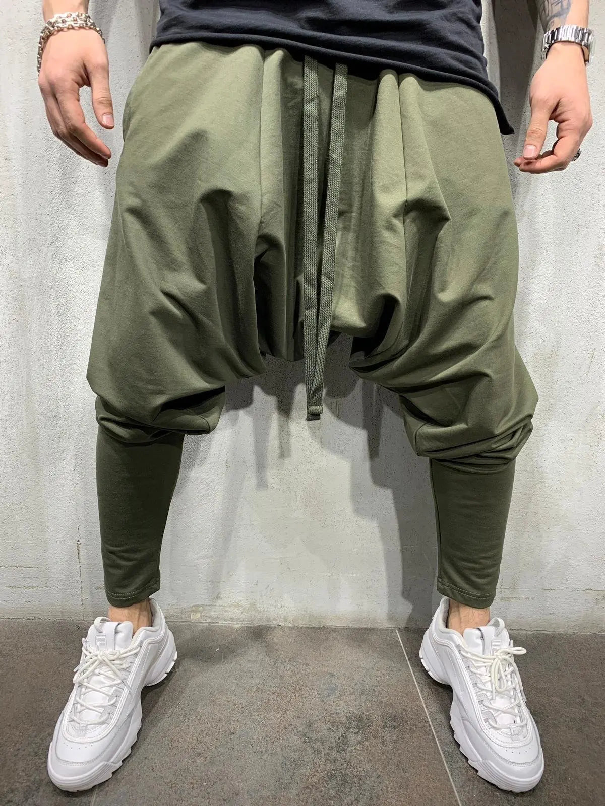 Mens Clothing 2025 Men's New Hip-hop Trend Trousers European American Loose Solid Color Feet Street Sports Casual Harem Pants