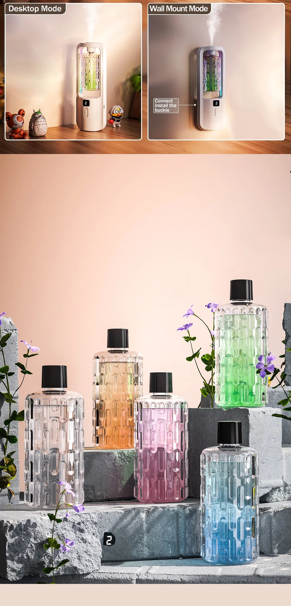 LOY Automatic Aromatherapy Diffuser emitting mist, designed for consistent home fragrance and relaxation.