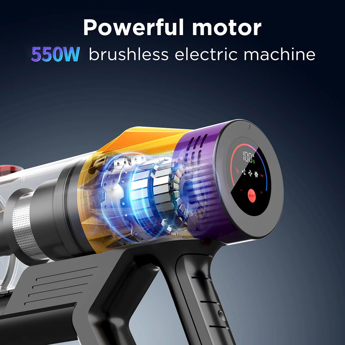 550W Brushless Motor Vacuum Cleanr Suction Power Cordless Vacuum Cleaner Handheld Smart Home Appliance Removable Battery