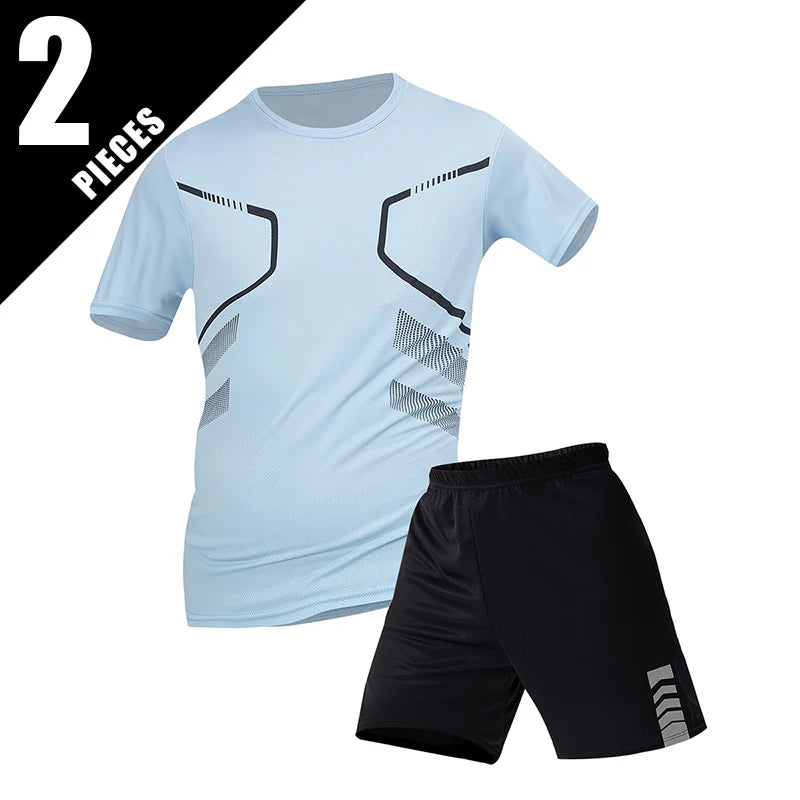 2/4/6 Pcs Plus Size Men's Quick-drying Short-sleeved Shorts Suit Men's Leisure Sports Running Fitness T-shirt Joker Shorts Teen
