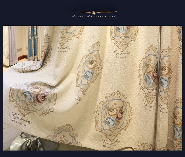 Luxury European Curtains for Living Room Bedroom Thicken Chenille High-end Villa Elegant Jacquard Decor Custom Valance Tulle