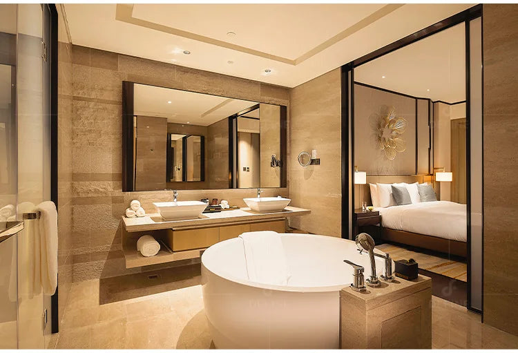 Modern Luxury Hot Sale Hotel Furniture Beds Room Set Four Points Wood Hotel Bedroom Sets