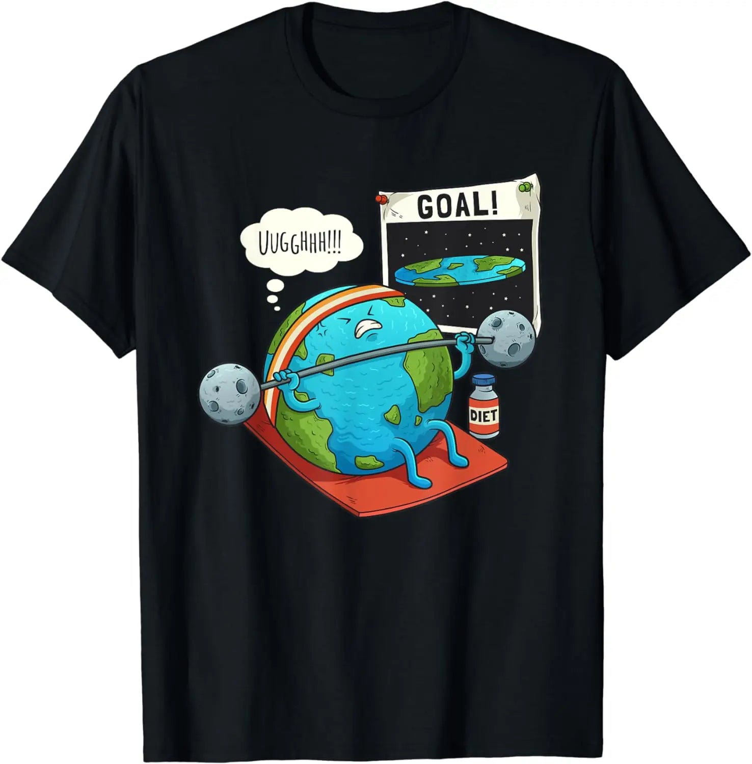 Funny Flat Earth Fitness Goal Gym Workout Training Meme T-Shirt  Men Clothing Tops Graphic T Shirts Streetwear Camisas