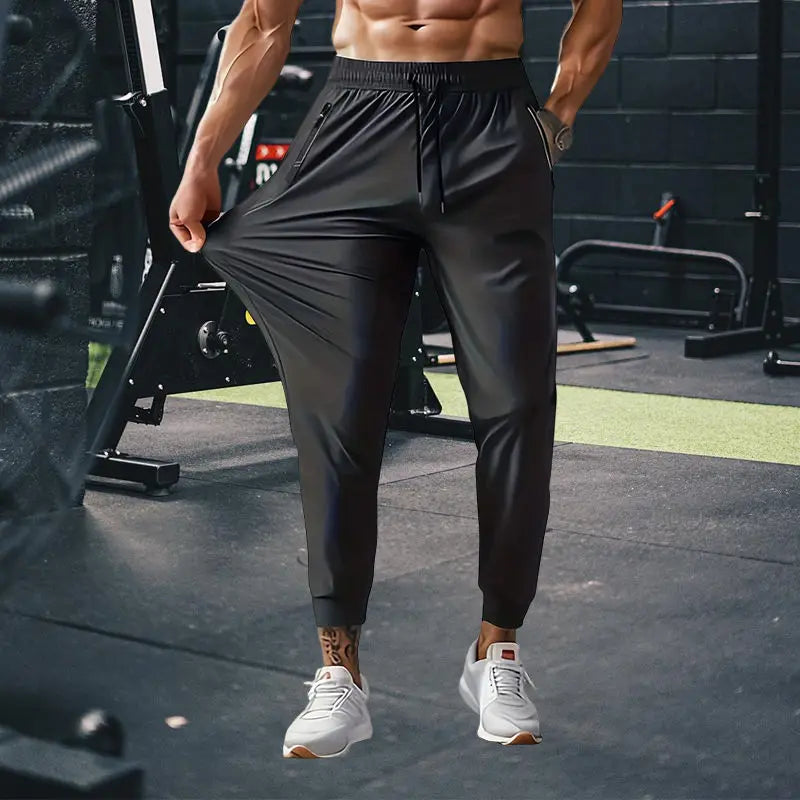 Summer Ice Silk Trousers Stretch Casual Fitness Running Training Pants Loose Breathable Sports Wear Quick-drying Pants for Men