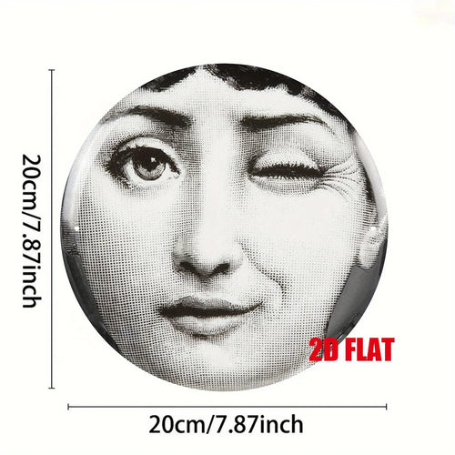 1 Round Wall Art Decoration - Elegant Black and White Portrait of a Mother, Suitable for Indoor or Outdoor Home or Café Decor