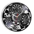 Darts Wall Art Man Cave Game Room Decoration Modern Wall Clock Dart Board Pub Bar Darts Game Night Club Vinyl Record Wall Clock