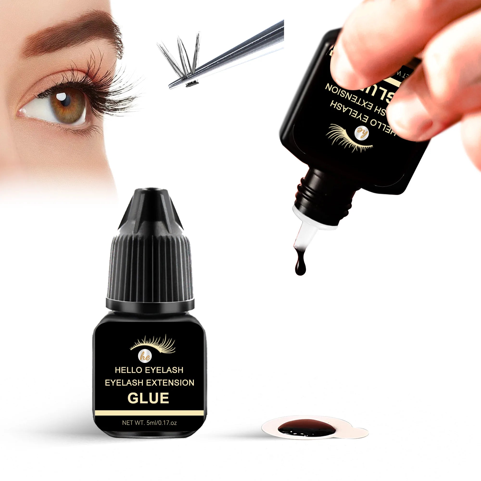 DIY 5ml Fast Drying Strong False Eye Lash Extension Glue Adhesive Retention 7-14 days Low Smell Mink Eyelash Glue at home