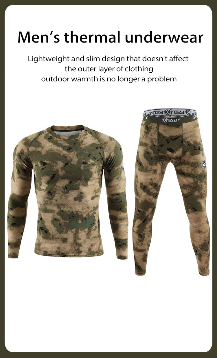 German Velvet Autumn/Winter Men's Warm Underwear Cycling and Mountaineering Set Fitness Running Tracksuits Quick Dry Clothes