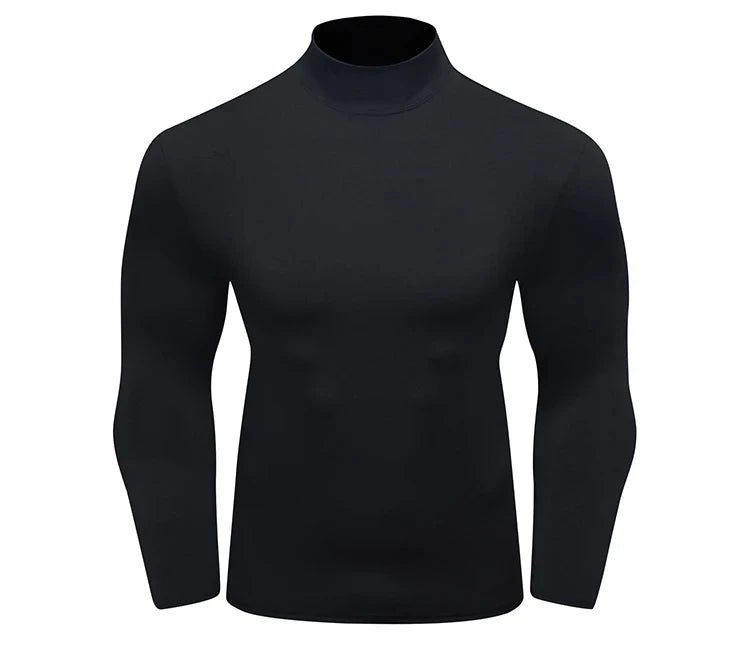 Cody Lundin White Athletic Compression Running Shirts For Men Stretchy Long Sleeve Turtleneck Slim Gym Fitness Clothes