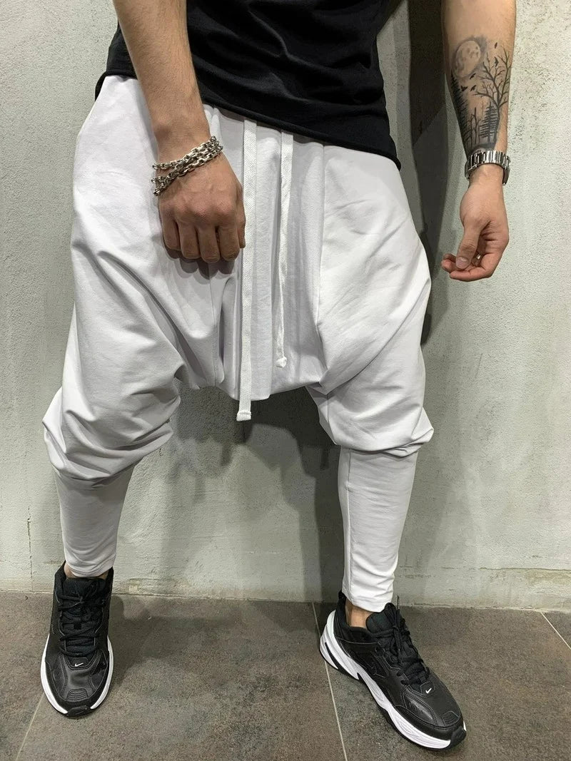 Mens Clothing 2025 Men's New Hip-hop Trend Trousers European American Loose Solid Color Feet Street Sports Casual Harem Pants
