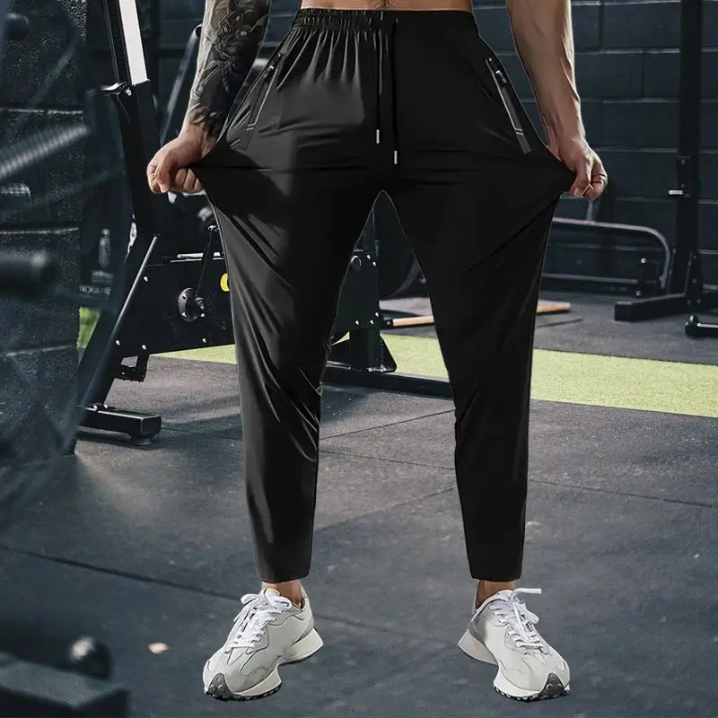 Summer Ice Silk Trousers Stretch Casual Fitness Running Training Pants Loose Breathable Sports Wear Quick-drying Pants for Men