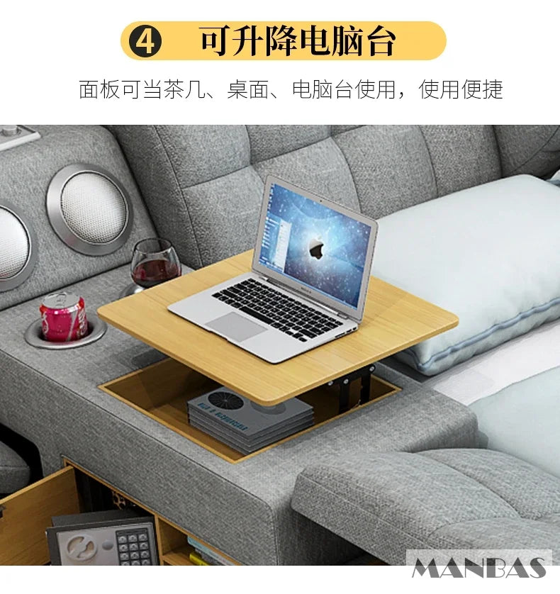 Modern Multi-Functional Tech Smart Bed with Storage, Speakers, USB, Bookshelves, and Tatami – Luxury King/Queen Ultimate Bed