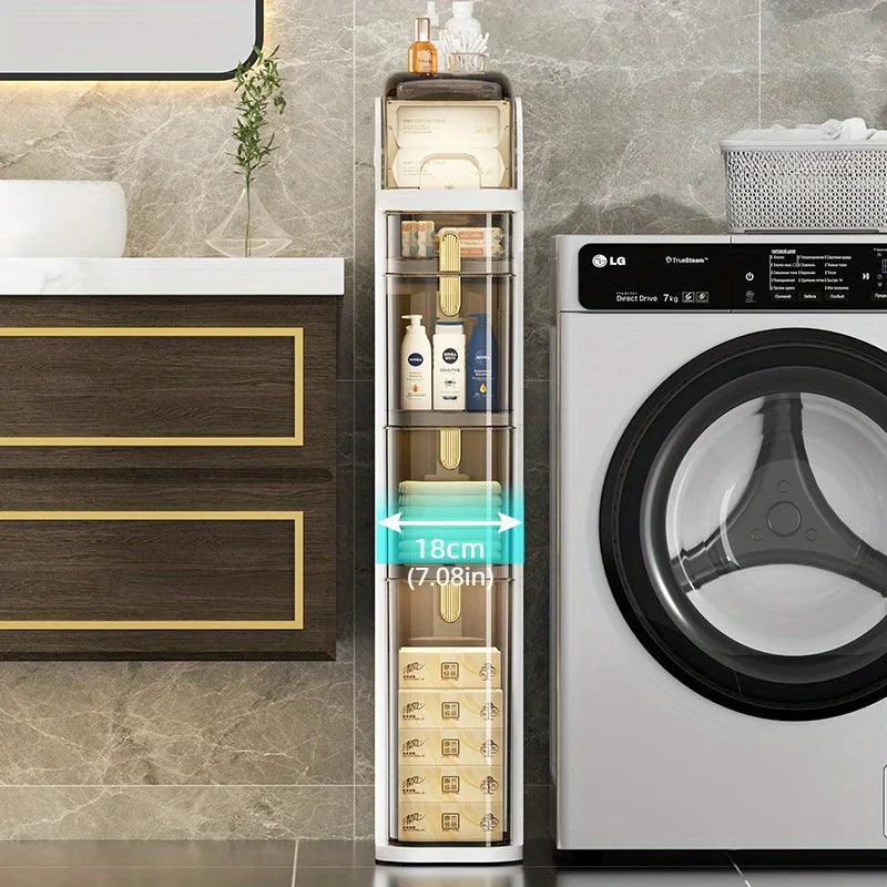 4 layer Bathroom Storage Cabinet, with Drawers,Durable Plastic  Design for Small Spaces,Spacesaving Design,storage cabinets.