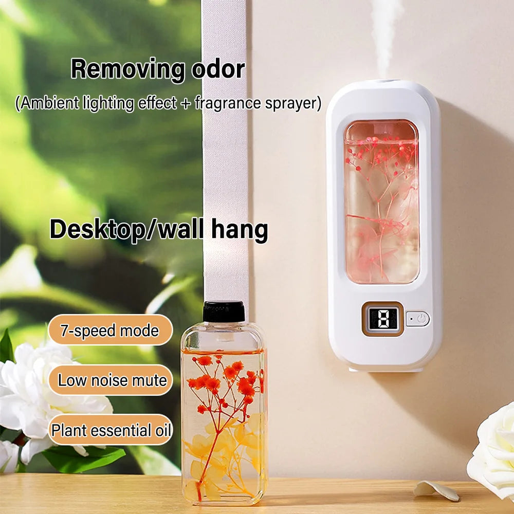 LOY Automatic Home Fragrance Machine for aromatherapy, sleek white device with diffuser and control panel, designed for home scenting.