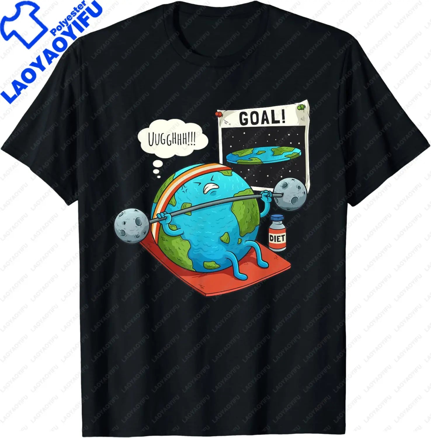 Funny Flat Earth Fitness Goal Gym Workout Training Meme T-Shirt  Men Clothing Tops Graphic T Shirts Streetwear Camisas