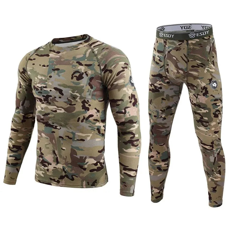 German Velvet Autumn/Winter Men's Warm Underwear Cycling and Mountaineering Set Fitness Running Tracksuits Quick Dry Clothes